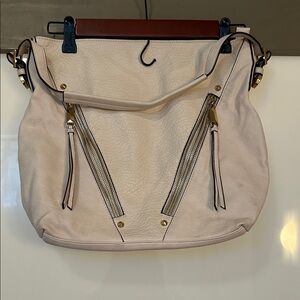Jessica Simpson Cream Shoulder Bag with Gold Accents